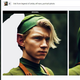 Three images shows how an AI image creator instructs the AI to take another pass at creating a character’s hat.